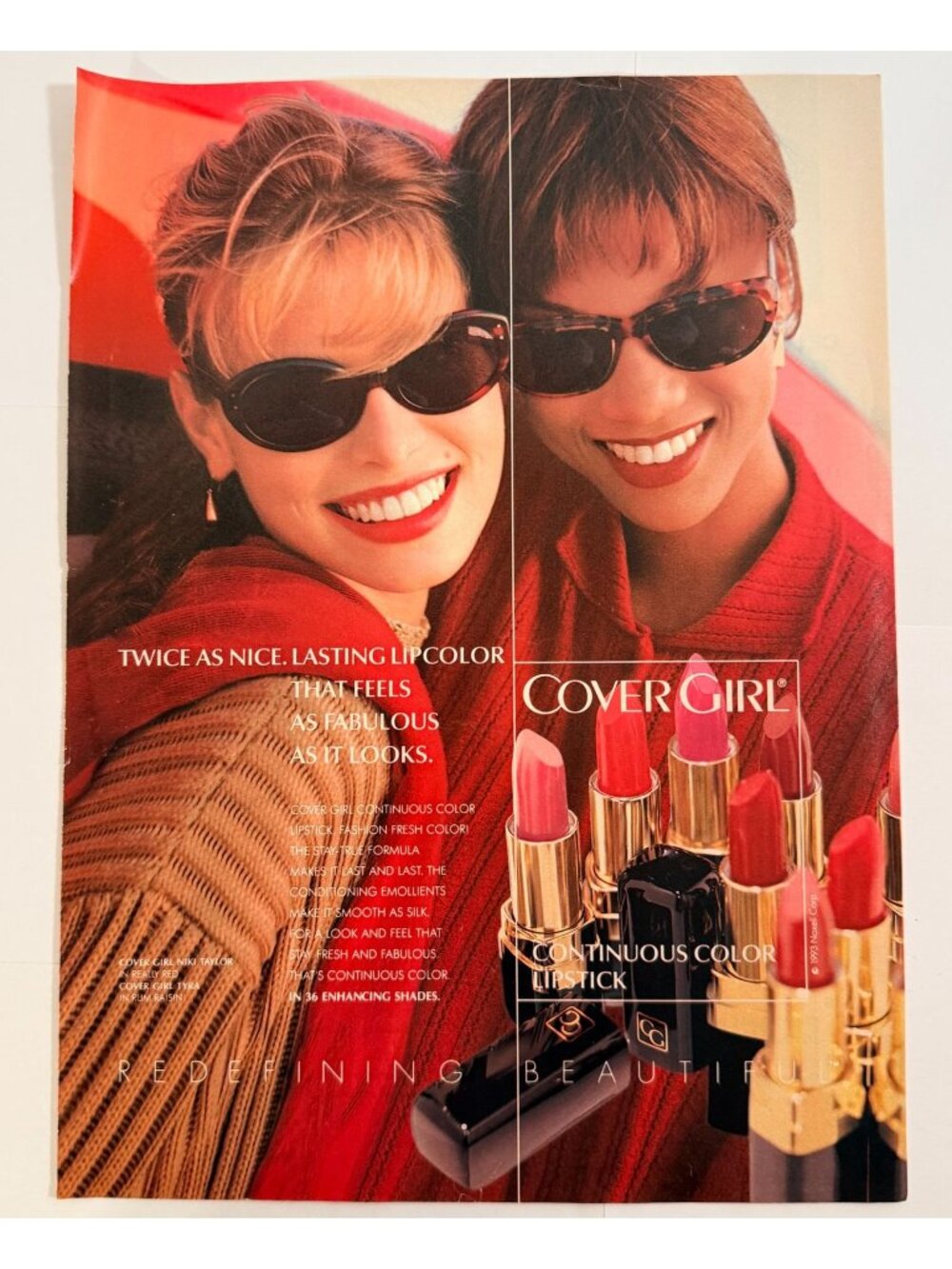 Vintage 1998 Cover Girl Niki Taylor Tyra Banks Magazine Advertisement Print Ad